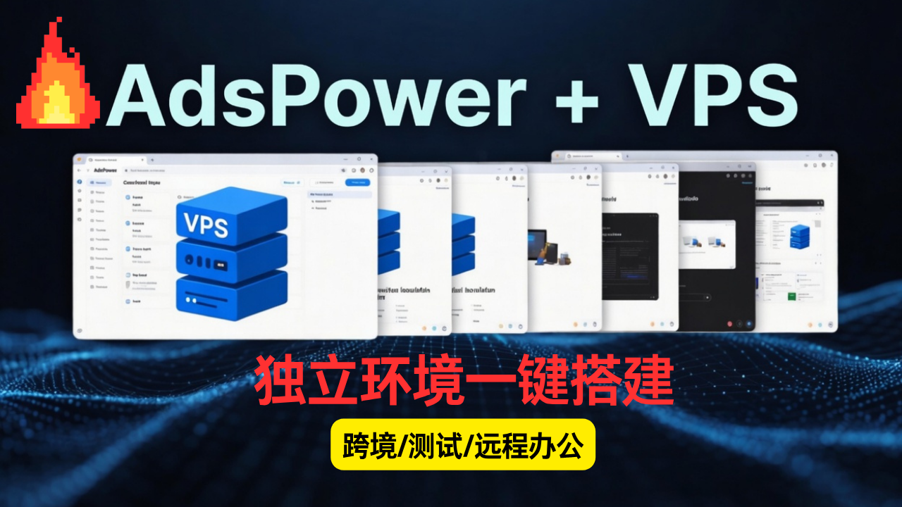 AdsPower指纹浏览器搭配VPS创建多个独立浏览器环境示意图